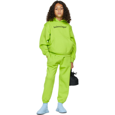 Balenciaga Kids Green & Black Copyright Lounge Pants In 7072 Lime/black