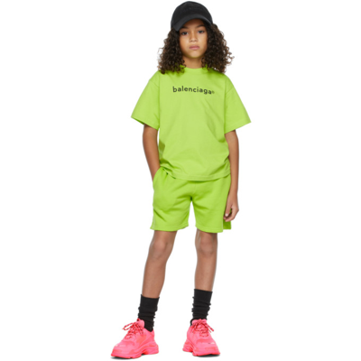 Balenciaga Kids Green & Black Copyright T-shirt In 7072 Lime/black