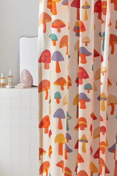 Urban Outfitters Mushroom Friends Shower Curtain In Ivory