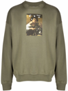 Off-white Caravaggio Boy Skate Crewneck Green Multicolor In Green