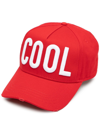 DSQUARED2 RED SLOGAN-EMBROIDERED BASEBALL CAP,3935D60C-6D29-2E04-1755-48259F24C7DC
