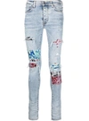 AMIRI VINTAGE BLUE DISTRESSED SKINNY JEANS,C475170E-E69C-73EB-8D38-BB8002C60117