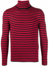 Saint Laurent Red Striped Long-sleeve T-shirt In Red
