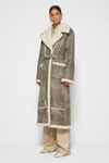 Fall/winter 2021 Ready-to-wear Briar Sherpa Biker Coat In Thyme,beige