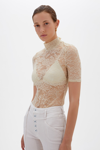 Jonathan Simkhai Standard Cassandra Recycled Lace Top In Beige