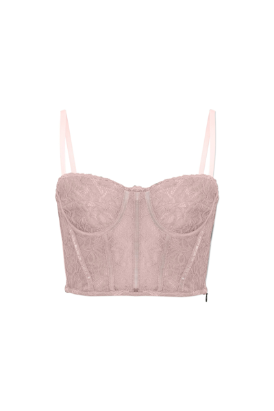 Corrine Recycled Stretch Lace Cropped Bustier In Desert Rose