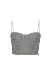 Corrine Recycled Stretch Lace Cropped Bustier In Sage