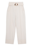 Gabrielle Textured Cotton Tailoring Cropped Tapered Pant Gabrielle Tapered Pant In Parchment