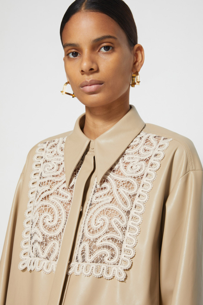 Fall/winter 2021 Ready-to-wear Leanne Vegan Leather Shirt In Tan,papyrus