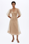 Spring/summer 2021 Ready-to-wear Lorelai Eco-organza Midi Dress In Beige