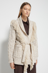 Fall/winter 2021 Ready-to-wear Margaret Fringe Shawl Cardigan In Tan Melange