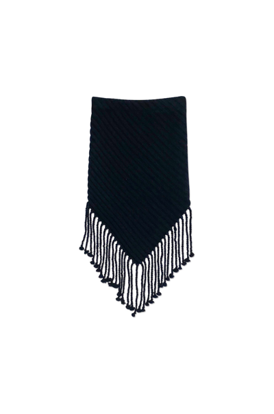 Nora Recycled Cashmere Snood With Fringe Nora Recycled Cashmere Snood In Black