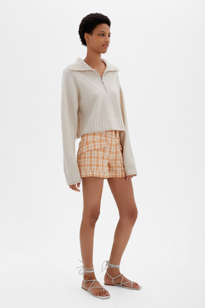 Spring/summer 2021 Ready-to-wear Prisha Belted Shorts In Clay Egret Plaid
