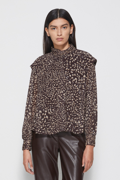 Fall/winter 2021 Ready-to-wear Ramsey Printed Chiffon Top In Chocolate Textured Dot