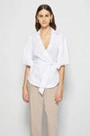 Waverly Js Core Pleated Poplin Balloon S/s Wrap Top Signature Waverly Top In White