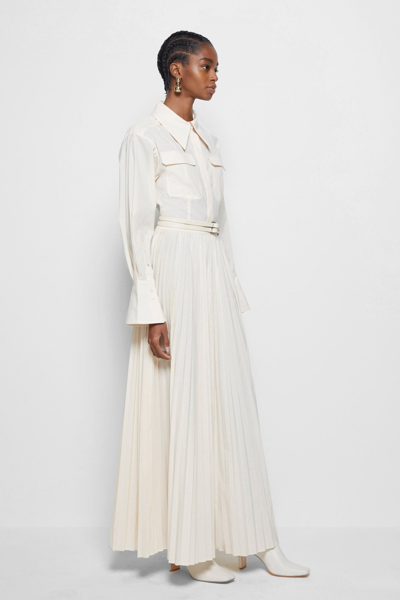 Pre-fall 2021 Ready-to-wear Yuri Pleated Shirt Dress In Parchment