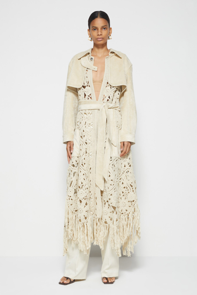 Fall/winter 2021 Ready-to-wear Yani Suede Trench Coat In Papyrus