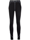 MCQ BY ALEXANDER MCQUEEN BLACK LEGGINGS WITH CONTRASTING STITCHING
