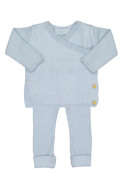 Feltman Brothers Babies' Knit Wrap Jumper & Trousers Set In Powder Blue