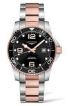Longines Men's Swiss Automatic Hydroconquest Two-tone Stainless Steel Bracelet Watch 41mm In Grey