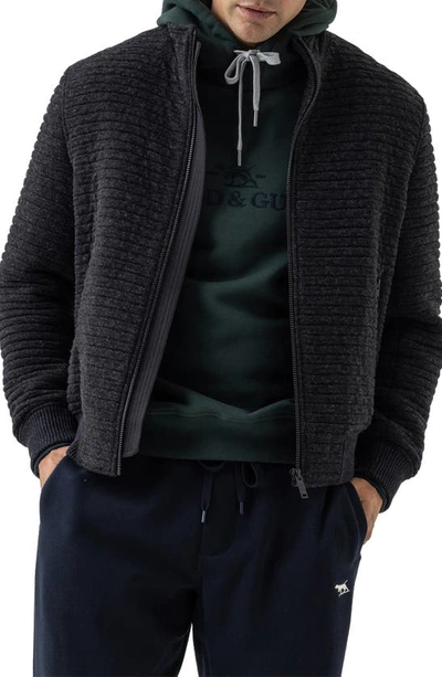 Rodd & Gunn Red Hill Water Resistant Recycled Textured Knit Bomber Jacket In Ashphalt