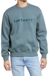 Carhartt Logo Crewneck Sweatshirt In Eucalyptus / Frasier