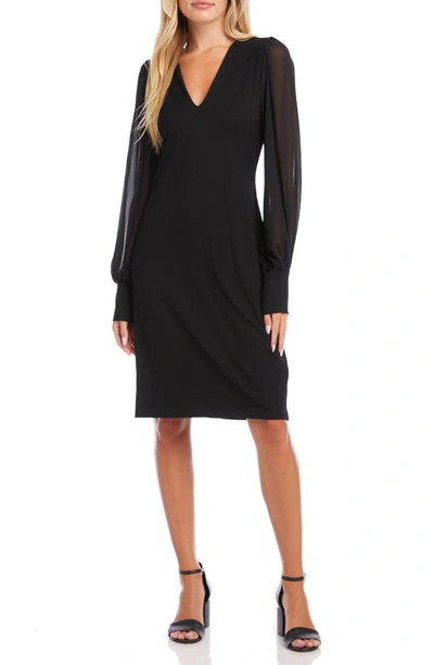 Karen Kane V-neck Long Sleeve Dress In Black