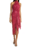 SAYLOR SHANA SEQUIN ASYMMETRIC MIDI DRESS,H1211507