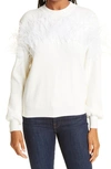 MILLY FEATHER EMBELLISHED SWEATER,KVT222-Y1