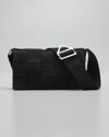 Bottega Veneta Men's Intrecciato Webbing Crossbody Bag In Black Silver