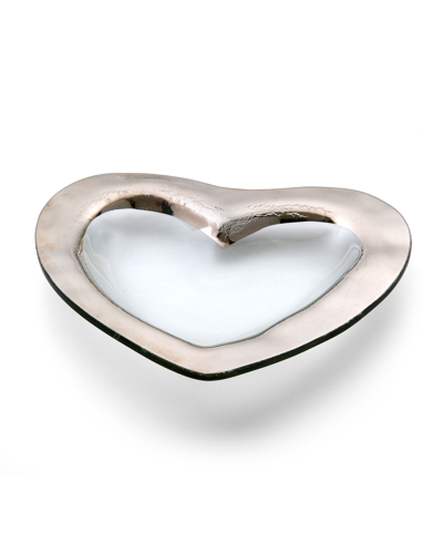 Annieglass Roman Antique 8 Heart Bowl In Clear Glass/platinum Trim