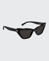 Saint Laurent Acetate Cat-eye Sunglasses In 001 Shiny Black