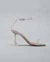 Amina Muaddi Julia Neon Crystal-spike Clear Sandals In Transparent