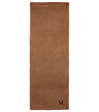 Max Mara Monogrammed Teddy Blanket In Camel