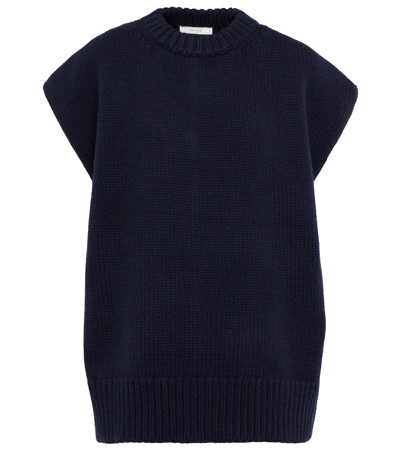 The Row Dannel Wool And Cashmere Jumper Waistcoat In Dark Navy