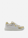 Valentino One Stud Leather Sneakers With Contrasting Inserts In White