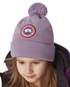 Canada Goose Kid's Logo Patch Pompom Hat In Lavendar