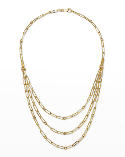 Roberto Coin 18k Yellow Gold Designer Gold Diamond Layered Paperclip Link Necklace, 15
