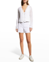 Vince Organic Cotton Crochet Cardigan In Optic White