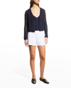 Vince Cotton Crochet Cardigan In Navy