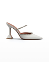 Amina Muaddi Gilda Crystal Pointed Pedestal Mules In White