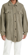 Free People Ruby Long Shirt Jacket In Dirty Olive