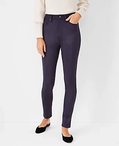 Ann Taylor Sculpting Pocket Faux Suede High Rise Skinny Jeans In Night Sky