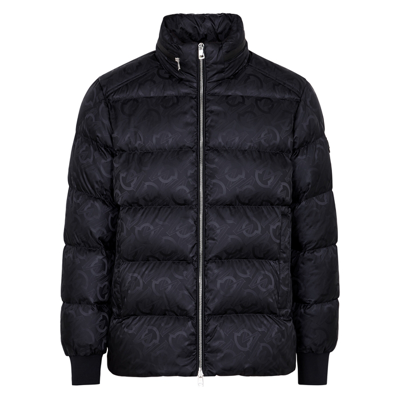 Moncler Lenorman Navy Logo Quilted Shell Jacket In Black | ModeSens