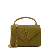 Saint Laurent College Olive Leather Shoulder Bag In Olive