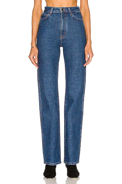 Khaite Abigail High Rise Straight Jeans In Blue