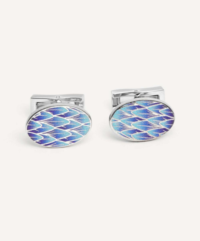 Simon Carter Feather Oval Cufflinks In Silver