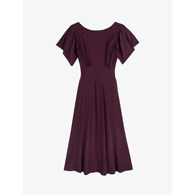 Ted Baker Tulipi Panelled Crepe Midi Dress In Deep Purple