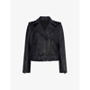 Allsaints Womens Squid Ink Blue Balfern Leather Biker Jacket 16