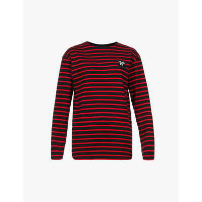 More Joy Breton-stripe Branded Cotton-jersey Top In Red And Black